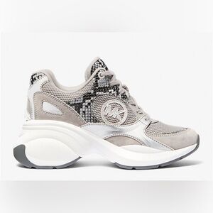 Michael Kors Zuma Snake Embossed Leather Trainer Sneakers Size9( NOT OUTLET )